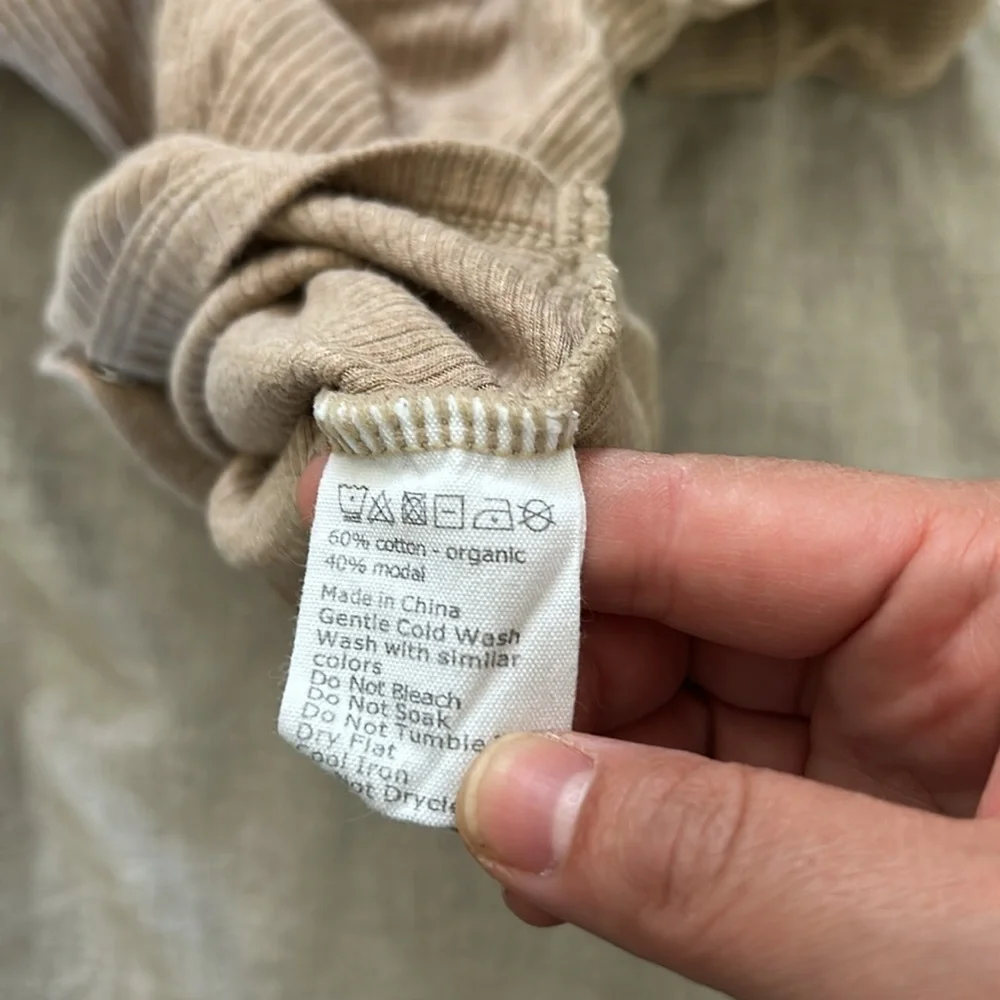 Jamie Kay organic cotton blend modal ribbed bodysuit. Unisex. 1y